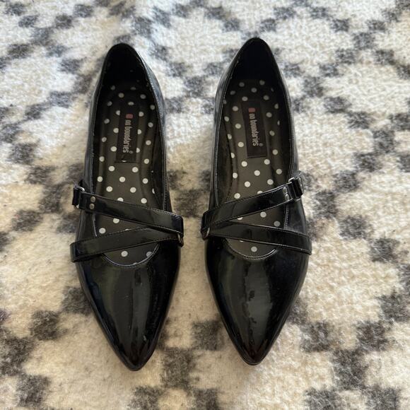 Y2K‎ No Boundaries Black Patent Mary Jane Flats Women’s 9.5 Pointed Toe Shoes - Picture 1 of 7